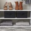 Household Essentials Medium Fabric Storage Bins with Lids, Black, Set of 2(Black)