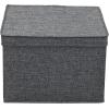 Household Essentials Square Fabric Storage Bins with Lids, Latte, Set of 2(Graphite)