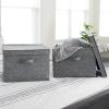 Household Essentials Square Fabric Storage Bins with Lids, Latte, Set of 2(Graphite)