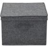 Household Essentials Square Fabric Storage Bins with Lids, Latte, Set of 2(Graphite)