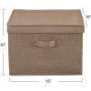 Household Essentials Square Fabric Storage Bins with Lids, Latte, Set of 2(Latte)