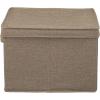 Household Essentials Square Fabric Storage Bins with Lids, Latte, Set of 2(Latte)