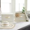 Household Essentials Square Fabric Storage Bins with Lids, Latte, Set of 2(Natural)