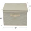Household Essentials Square Fabric Storage Bins with Lids, Latte, Set of 2(Natural)