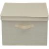 Household Essentials Square Fabric Storage Bins with Lids, Latte, Set of 2(Natural)