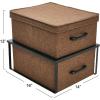 Household Essentials Stacking Storage Boxes with Laminate Top, Set of 2, Black Oak