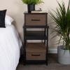 Household Essentials Stacking Storage Boxes with Laminate Top, Set of 2, Black Oak