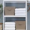 Household Essentials Tapered Fabric Hard-Sided Storage Bins with Cloth Handles, Set of 2, Denim(Brown)