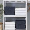 Household Essentials Tapered Fabric Hard-Sided Storage Bins with Cloth Handles, Set of 2, Denim(Denim)