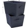 Household Essentials Tapered Fabric Hard-Sided Storage Bins with Cloth Handles, Set of 2, Denim(Denim)