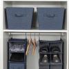 Household Essentials Tapered Fabric Hard-Sided Storage Bins with Cloth Handles, Set of 2, Denim(Denim)