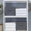 Household Essentials Tapered Fabric Hard-Sided Storage Bins with Cloth Handles, Set of 2, Denim(Graphite)