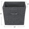 Household Essentials Tapered Fabric Hard-Sided Storage Bins with Cloth Handles, Set of 2, Denim(Graphite)
