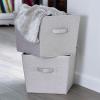 Household Essentials Tapered Fabric Hard-Sided Storage Bins with Cloth Handles, Set of 2, Denim(Gray)