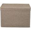 Household Essentials Wide Fabric Storage Bins with Lids, Latte, Set of 2(Latte)