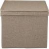 Household Essentials Wide Fabric Storage Bins with Lids, Latte, Set of 2(Latte)