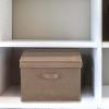 Household Essentials Wide Fabric Storage Bins with Lids, Latte, Set of 2(Latte)