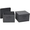 Household Essentials Square Fabric Storage Bins with Lids, Latte, Set of 2(Graphite)