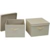 Household Essentials Square Fabric Storage Bins with Lids, Latte, Set of 2(Natural)