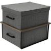 Household Essentials Stacking Storage Boxes with Laminate Top, Set of 2, Ashwood