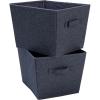 Household Essentials Tapered Fabric Hard-Sided Storage Bins with Cloth Handles, Set of 2, Denim(Denim)