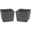 Household Essentials Tapered Fabric Hard-Sided Storage Bins with Cloth Handles, Set of 2, Denim(Graphite)