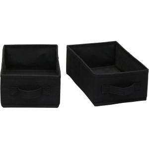 Household Essentials Narrow Closet Organizer Drawers 2 Pack, Luxe Breathable Poly Linen, Convenient Front Handle, Perfect for Hanging Closet Organizers(Black)