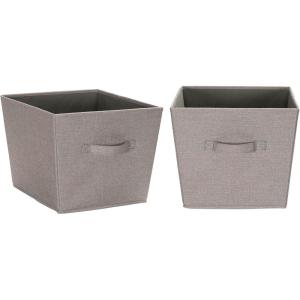Household Essentials Tapered Fabric Hard-Sided Storage Bins with Cloth Handles, Set of 2, Denim(Gray)