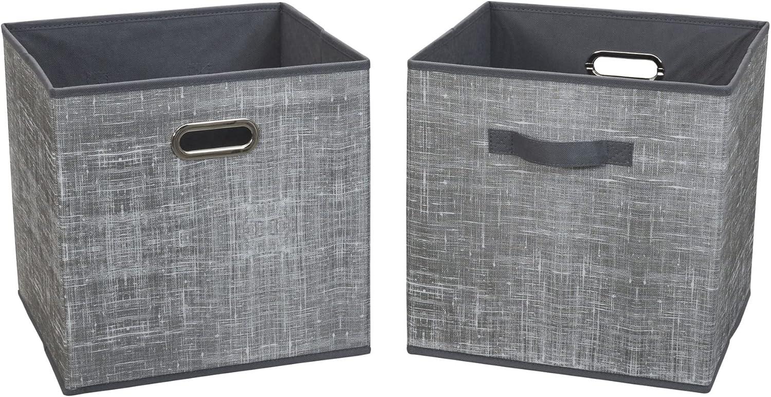 image:imageHousehold Essentials 2 Pack Open Storage Bins with Dual Handles 13 x 12 x 13 Gray Mix