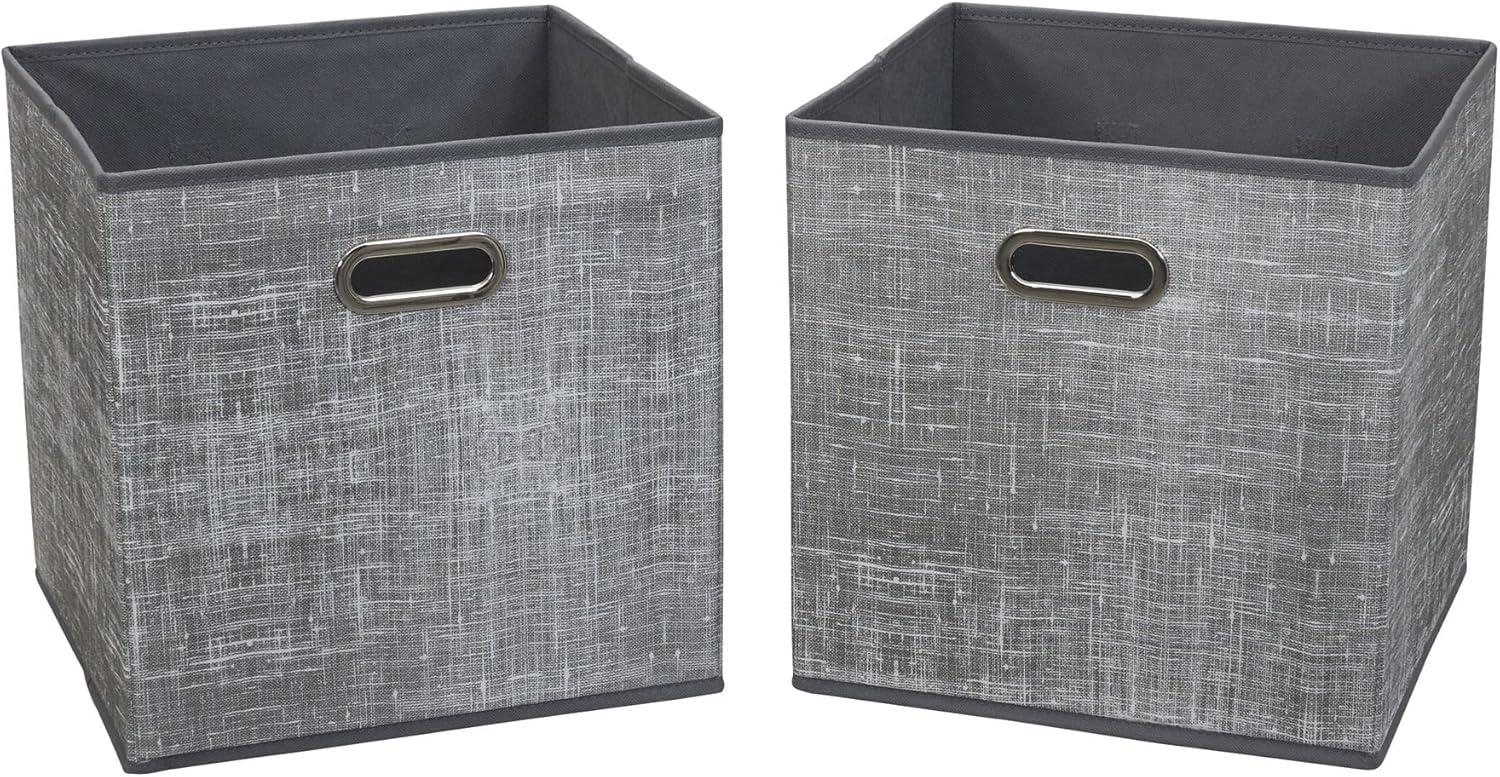 image:imageHousehold Essentials 2 Pack Open Storage Bins with Dual Handles 13 x 12 x 13 Gray Mix
