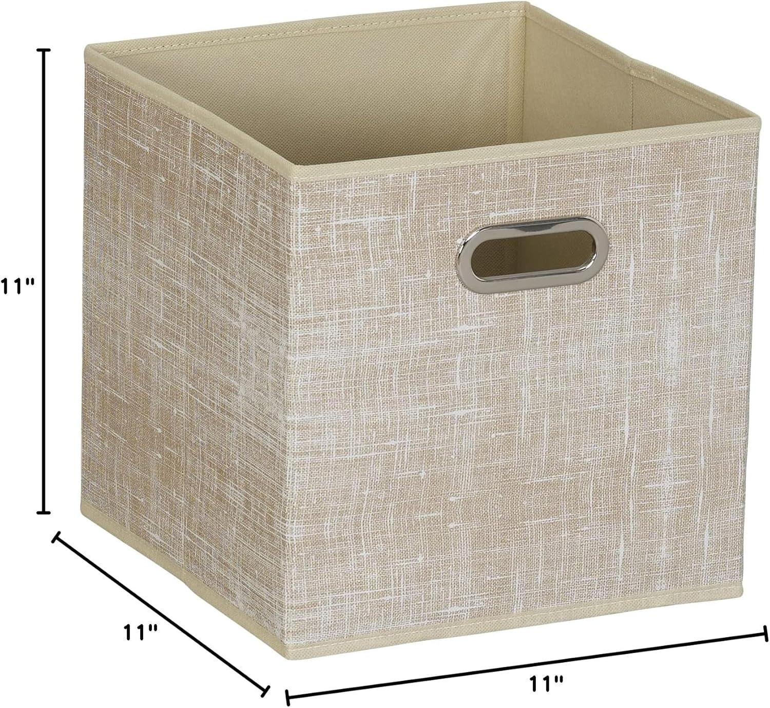image:imageHousehold Essentials 6 Pack Fabric Storage Bins with Handle Tan MixTan