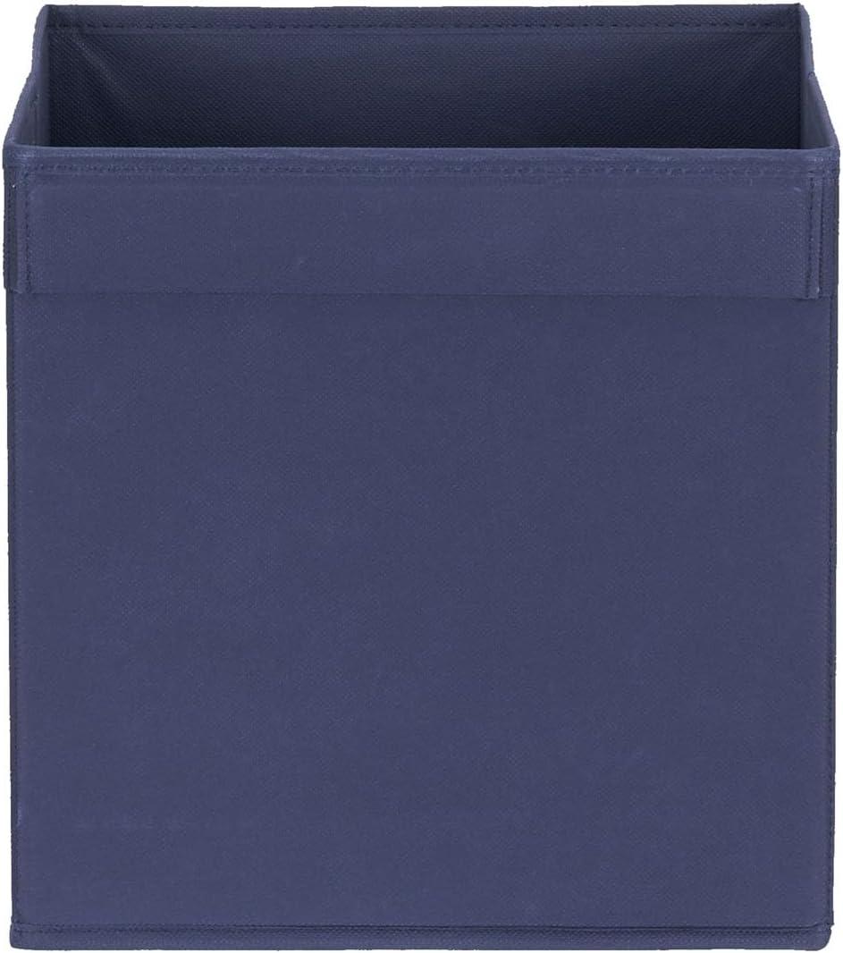 image:imageHousehold Essentials Foldable Storage Cubes Set of 6 Bins for Cube Organizer Shelves Natural White with Lip Pull HandleNavy Blue