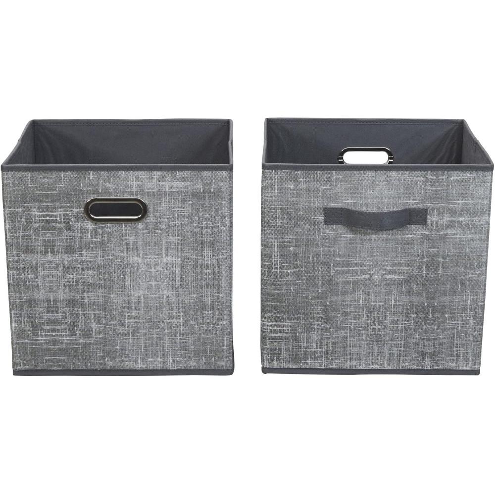image:imageHousehold Essentials 2 Pack Open Storage Bins with Dual Handles 13 x 12 x 13 Gray Mix