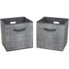 Household Essentials 2 Pack Open Storage Bins with Dual Handles, 13 x 12 x 13, Gray Mix