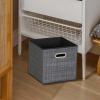 Household Essentials 6 Pack Fabric Storage Bins with Handle, Tan Mix(Black Mix)