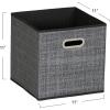 Household Essentials 6 Pack Fabric Storage Bins with Handle, Tan Mix(Black Mix)