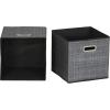 Household Essentials 6 Pack Fabric Storage Bins with Handle, Tan Mix(Black Mix)