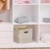 Household Essentials 6 Pack Fabric Storage Bins with Handle, Tan Mix(Tan)