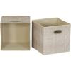 Household Essentials 6 Pack Fabric Storage Bins with Handle, Tan Mix(Tan)