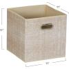Household Essentials 6 Pack Fabric Storage Bins with Handle, Tan Mix(Tan)