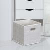 Household Essentials 6 Pack Fabric Storage Bins with Handle, Tan Mix(White Mix)
