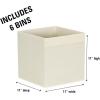 Household Essentials Foldable Storage Cubes, Set of 6 Bins for Cube Organizer Shelves, Natural White with Lip Pull Handle(Natural)