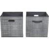 Household Essentials 2 Pack Open Storage Bins with Dual Handles, 13 x 12 x 13, Gray Mix
