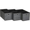 Household Essentials 6 Pack Fabric Storage Bins with Handle, Tan Mix(Black Mix)
