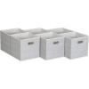 Household Essentials 6 Pack Fabric Storage Bins with Handle, Tan Mix(White Mix)