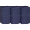 Household Essentials Foldable Storage Cubes, Set of 6 Bins for Cube Organizer Shelves, Natural White with Lip Pull Handle(Navy Blue)