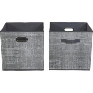 Household Essentials 2 Pack Open Storage Bins with Dual Handles, 13 x 12 x 13, Gray Mix