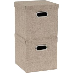 Household Essentials Cube Set with Lids, Pink, 2-Pack(Brown)