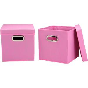 Household Essentials Cube Set with Lids, Pink, 2-Pack(Pink)