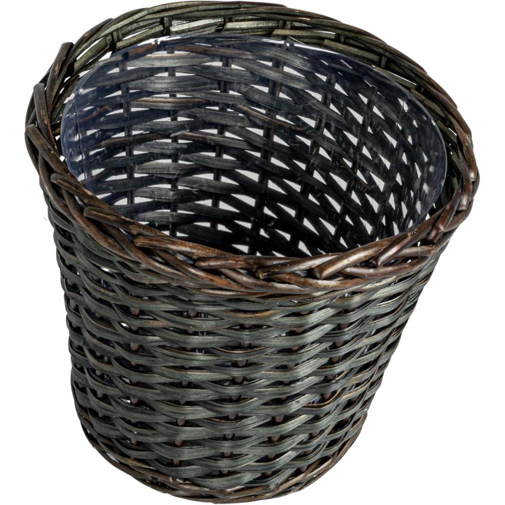 image:imageHousehold Essentials Small Wicker Waste Basket  Gray Wash GreyBrown